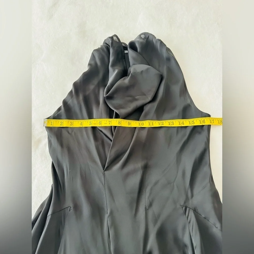Samuel Dong  Cowl Neck Black Asymmetrical Midi Dress Size Small